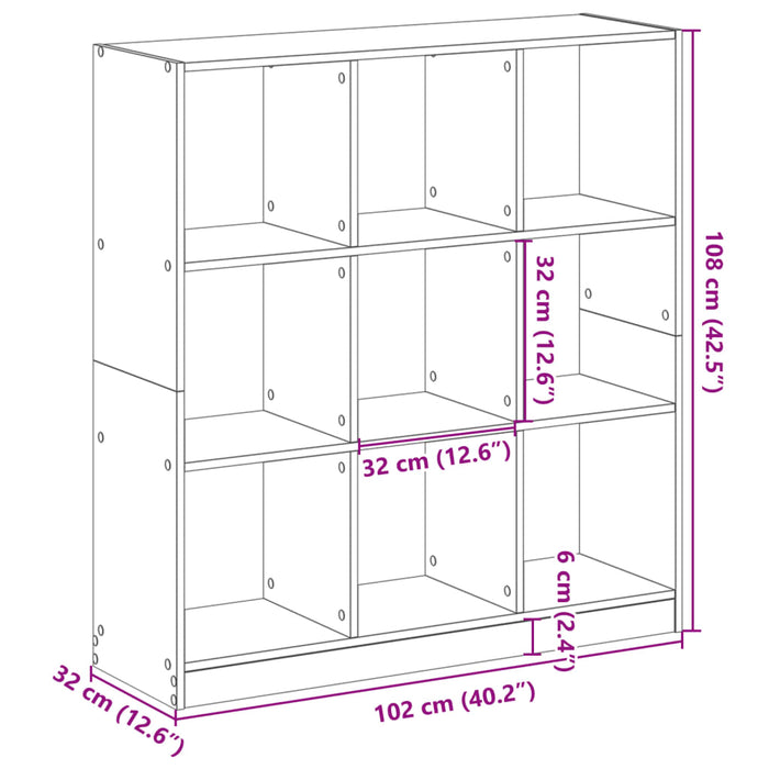 Bibliotecă, gri beton, 102x32x108 cm, lemn prelucrat - WALTI WALTI