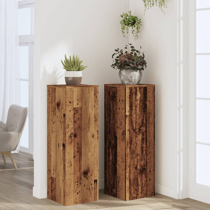 Suporturi plante 2 buc. lemn vechi 33x33x100 cm lemn prelucrat - WALTI WALTI