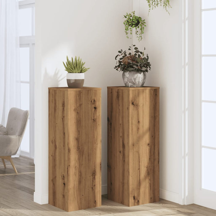 Suporturi plante, 2 buc., stejar artizanal, 33x33x100 cm, lemn - WALTI WALTI