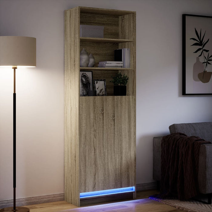 Dulap înalt cu LED stejar sonoma 69x32,5x200 cm lemn prelucrat - WALTI WALTI