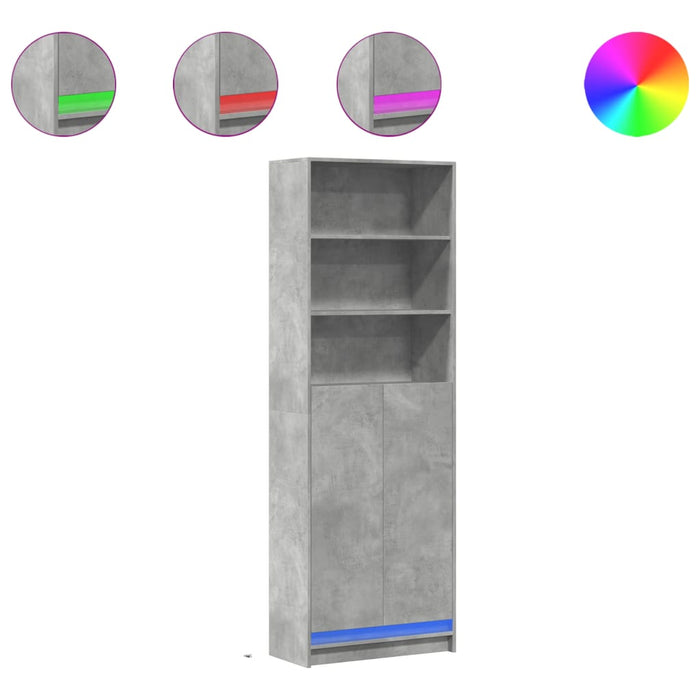 Dulap înalt cu LED gri beton 69x32,5x200 cm lemn prelucrat - WALTI WALTI