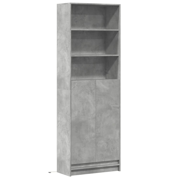 Dulap înalt cu LED gri beton 69x32,5x200 cm lemn prelucrat - WALTI WALTI