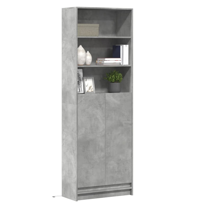 Dulap înalt cu LED gri beton 69x32,5x200 cm lemn prelucrat - WALTI WALTI