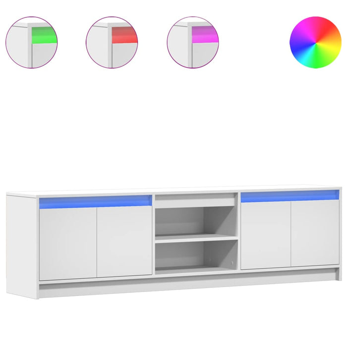 Dulap TV cu LED, alb, 180x34x50 cm, lemn prelucrat - WALTI WALTI