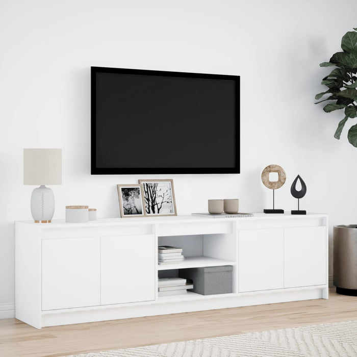 Dulap TV cu LED, alb, 180x34x50 cm, lemn prelucrat - WALTI WALTI