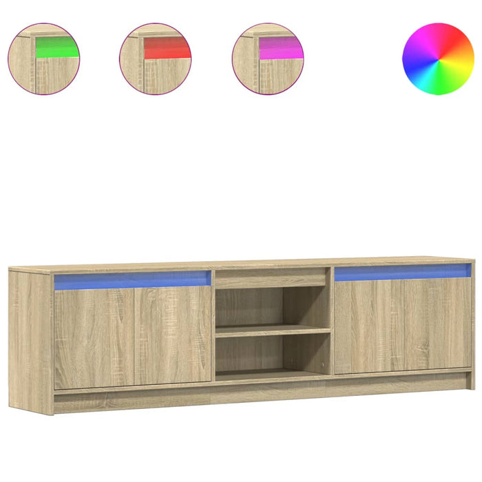 Dulap TV cu LED, stejar sonoma, 180x34x50 cm, lemn prelucrat - WALTI WALTI