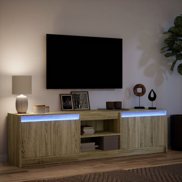 Dulap TV cu LED, stejar sonoma, 180x34x50 cm, lemn prelucrat - WALTI WALTI