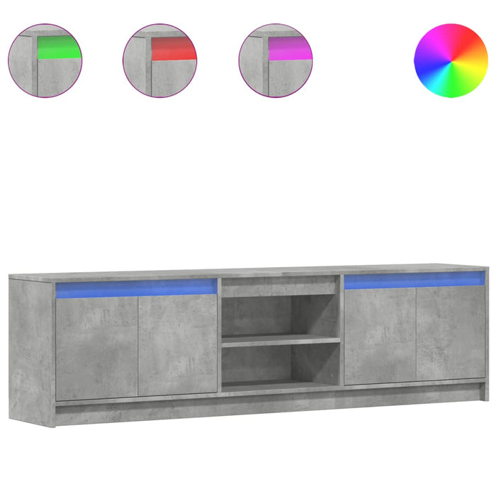 Dulap TV cu LED, gri beton, 180x34x50 cm, lemn prelucrat - WALTI WALTI