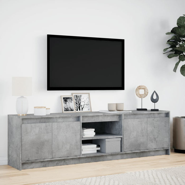 Dulap TV cu LED, gri beton, 180x34x50 cm, lemn prelucrat - WALTI WALTI