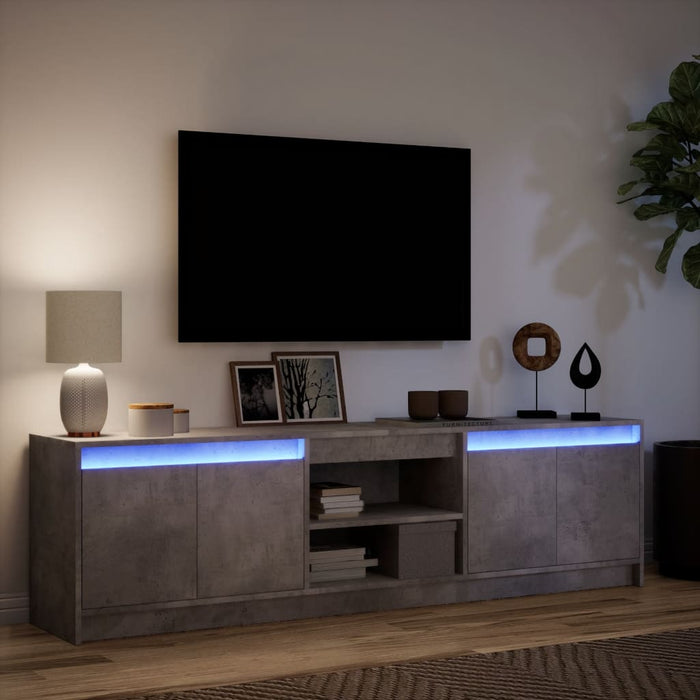 Dulap TV cu LED, gri beton, 180x34x50 cm, lemn prelucrat - WALTI WALTI