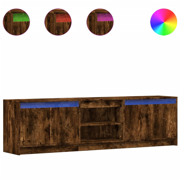 Dulap TV cu LED, stejar fumuriu, 180x34x50 cm, lemn prelucrat - WALTI WALTI