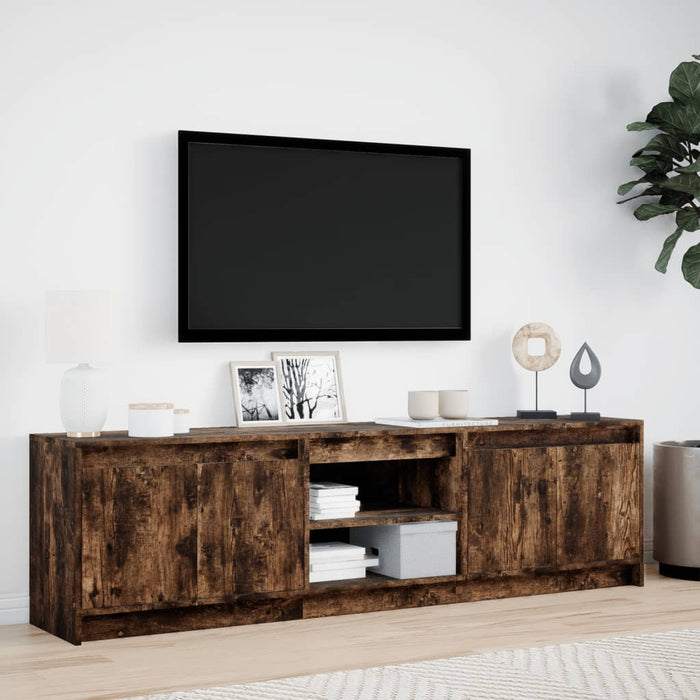 Dulap TV cu LED, stejar fumuriu, 180x34x50 cm, lemn prelucrat - WALTI WALTI