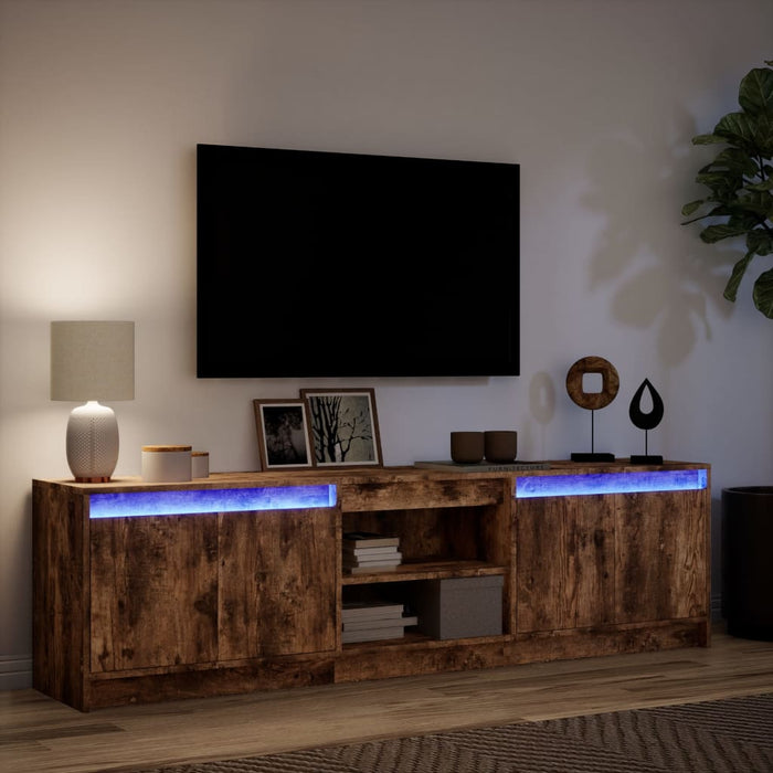 Dulap TV cu LED, stejar fumuriu, 180x34x50 cm, lemn prelucrat - WALTI WALTI