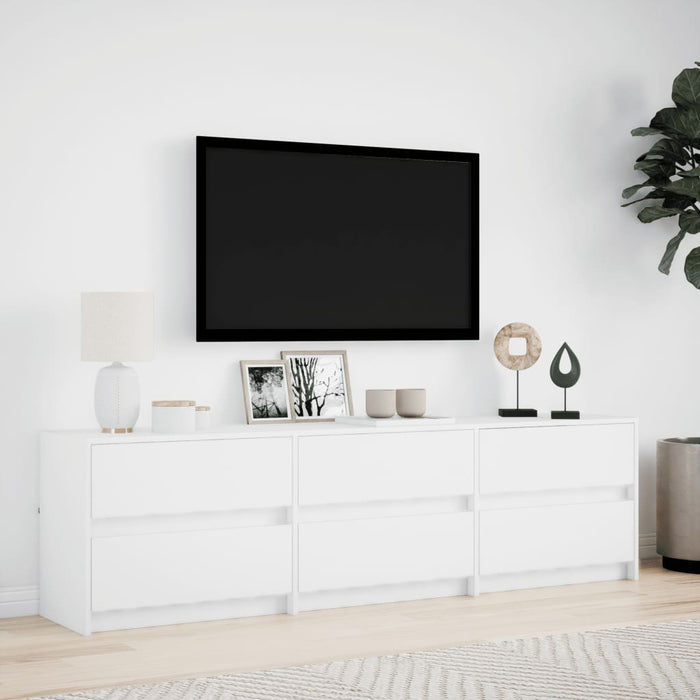 Dulap TV cu LED, alb, 180x34x50 cm, lemn prelucrat WALTI