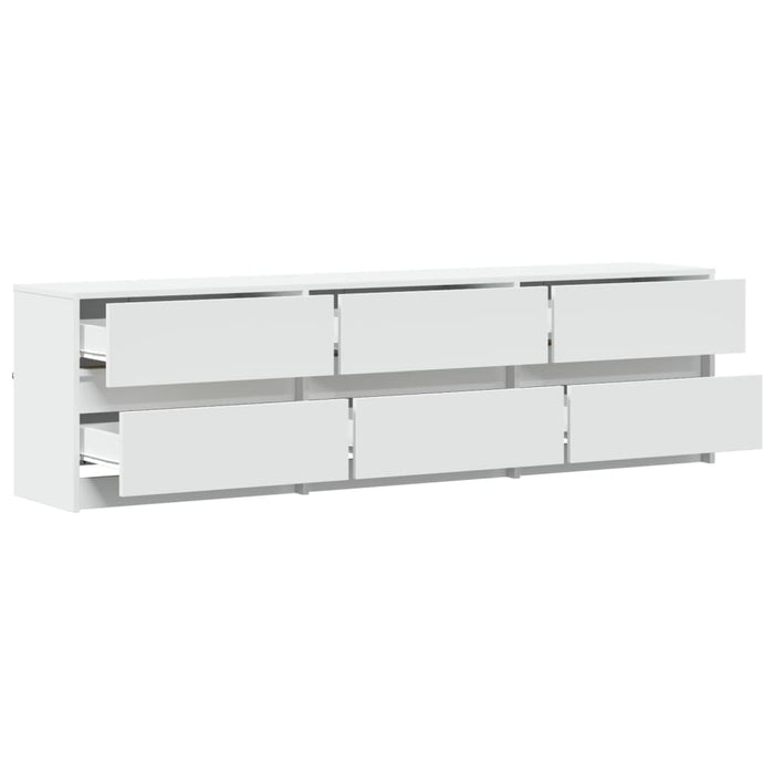 Dulap TV cu LED, alb, 180x34x50 cm, lemn prelucrat WALTI