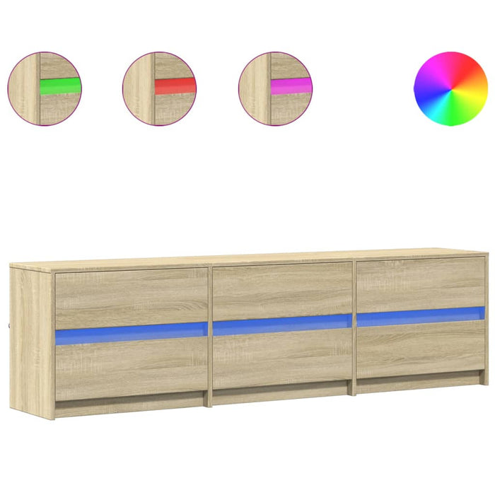 Dulap TV cu LED, stejar sonoma, 180x34x50 cm, lemn prelucrat - WALTI WALTI