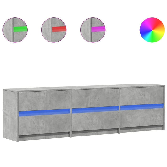 Dulap TV cu LED, gri beton, 180x34x50 cm, lemn prelucrat - WALTI WALTI