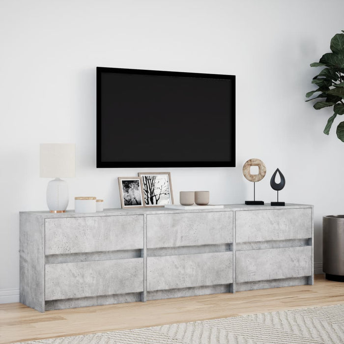 Dulap TV cu LED, gri beton, 180x34x50 cm, lemn prelucrat - WALTI WALTI