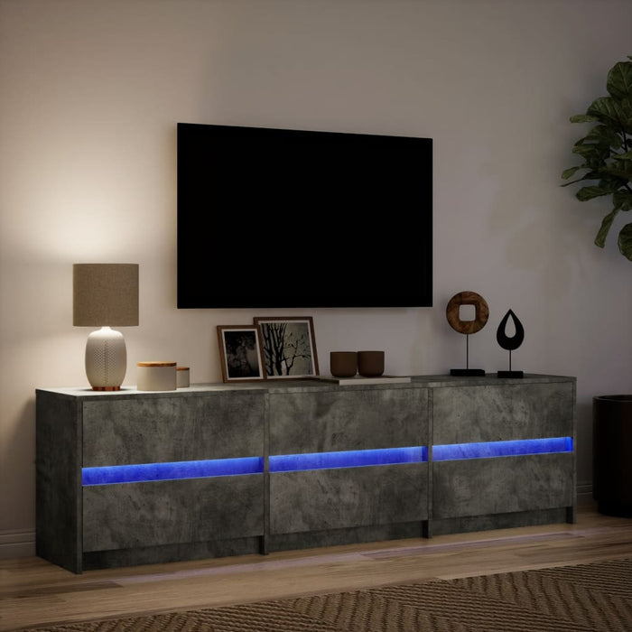 Dulap TV cu LED, gri beton, 180x34x50 cm, lemn prelucrat - WALTI WALTI