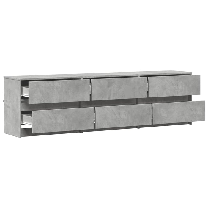 Dulap TV cu LED, gri beton, 180x34x50 cm, lemn prelucrat - WALTI WALTI