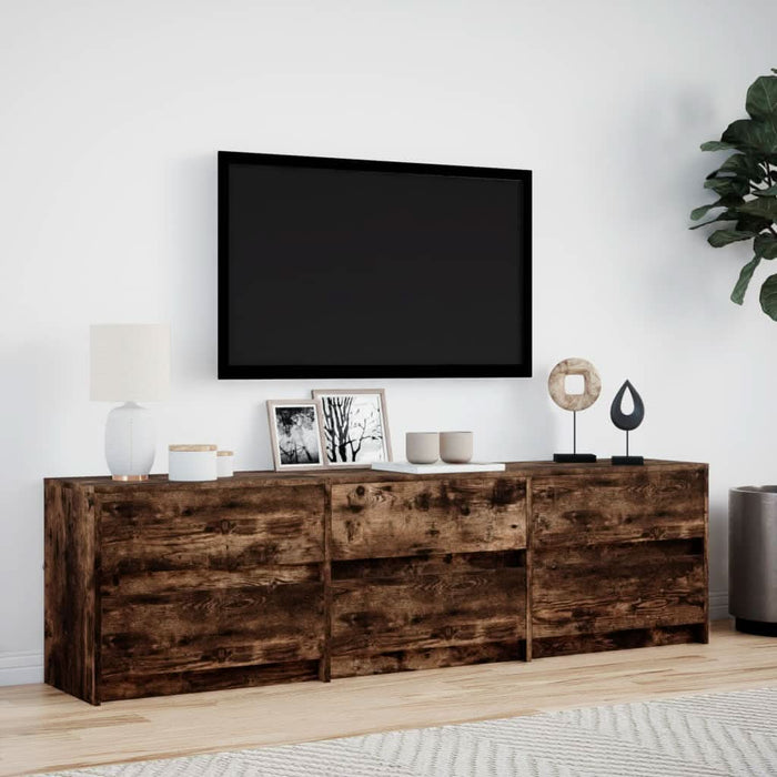 Dulap TV cu LED, stejar fumuriu, 180x34x50 cm, lemn prelucrat - WALTI WALTI