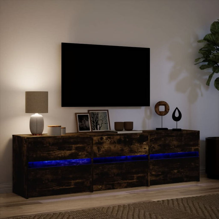 Dulap TV cu LED, stejar fumuriu, 180x34x50 cm, lemn prelucrat - WALTI WALTI