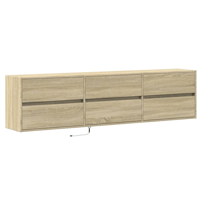 Dulap TV de perete cu lumini LED, stejar sonoma, 180x31x45 cm - WALTI WALTI