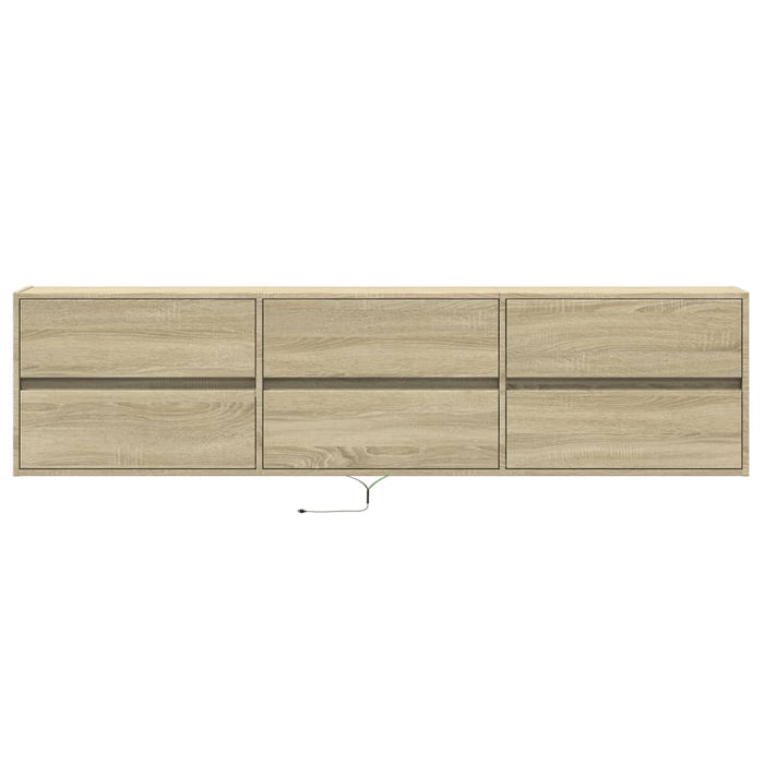 Dulap TV de perete cu lumini LED, stejar sonoma, 180x31x45 cm - WALTI WALTI