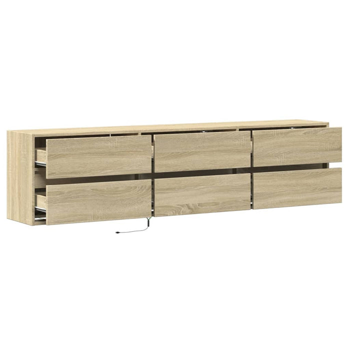 Dulap TV de perete cu lumini LED, stejar sonoma, 180x31x45 cm - WALTI WALTI