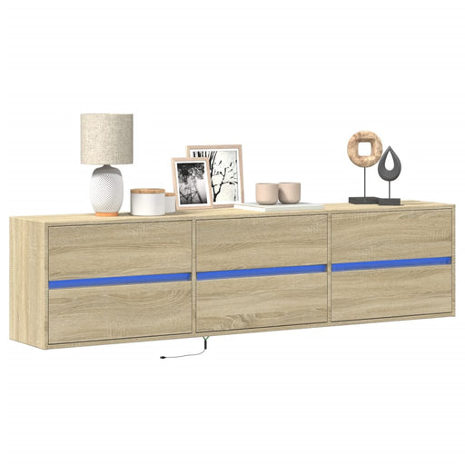 Dulap TV de perete cu lumini LED, stejar sonoma, 180x31x45 cm - WALTI WALTI