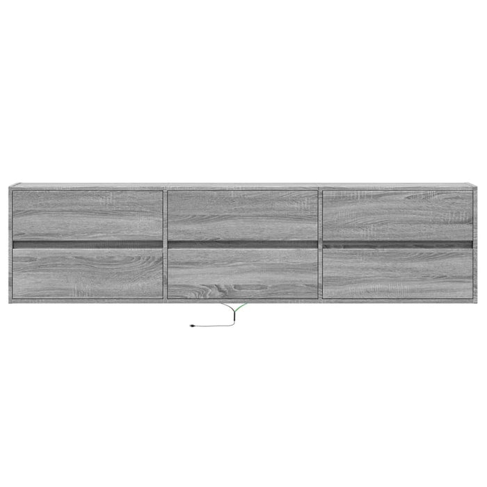 Comodă TV de perete cu lumini LED, gri sonoma, 180x31x45 cm - WALTI WALTI
