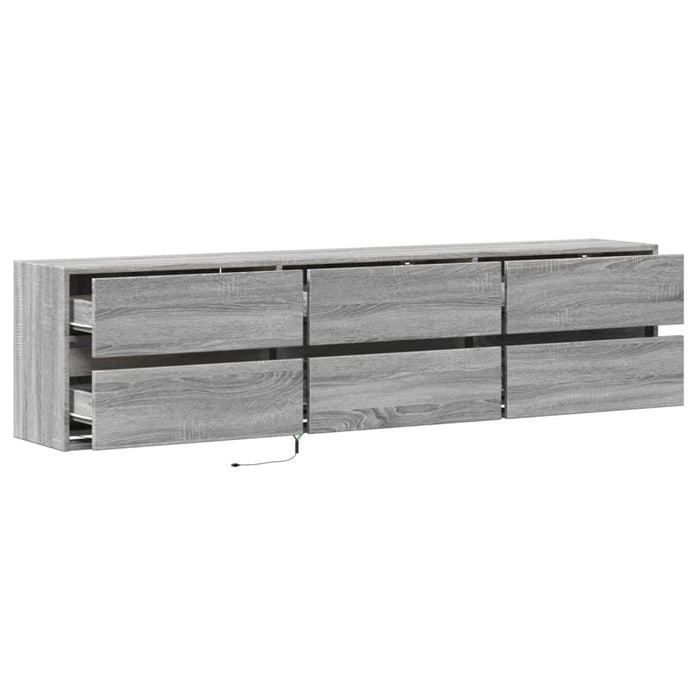 Comodă TV de perete cu lumini LED, gri sonoma, 180x31x45 cm - WALTI WALTI