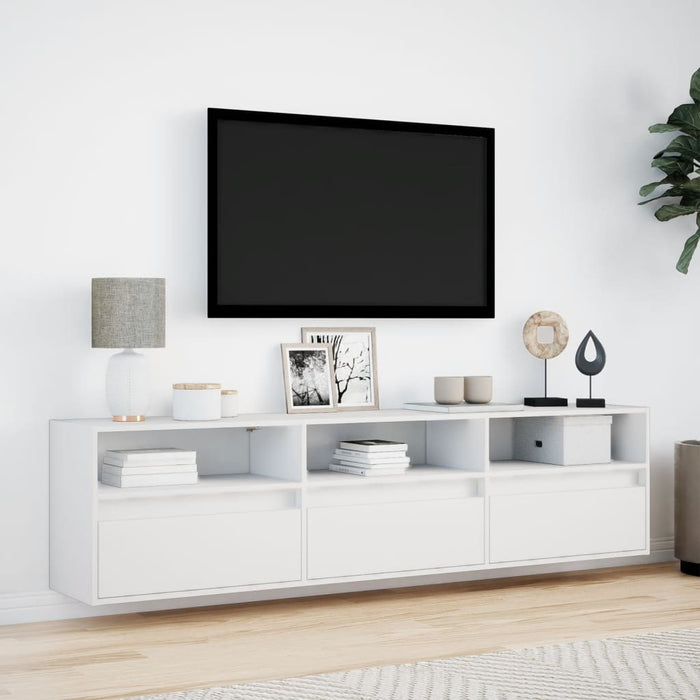 Comodă TV de perete cu lumini LED, alb, 180x31x45 cm WALTI