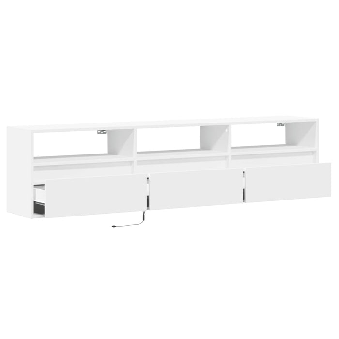 Comodă TV de perete cu lumini LED, alb, 180x31x45 cm WALTI
