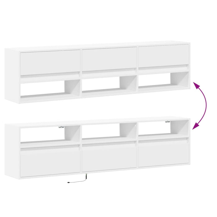 Comodă TV de perete cu lumini LED, alb, 180x31x45 cm WALTI