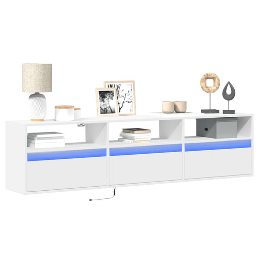 Comodă TV de perete cu lumini LED, alb, 180x31x45 cm - WALTI WALTI