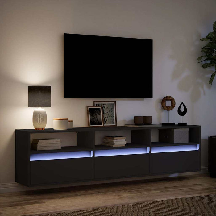 Dulap TV suspendat cu LED, negru, 180x31x45 cm - WALTI WALTI