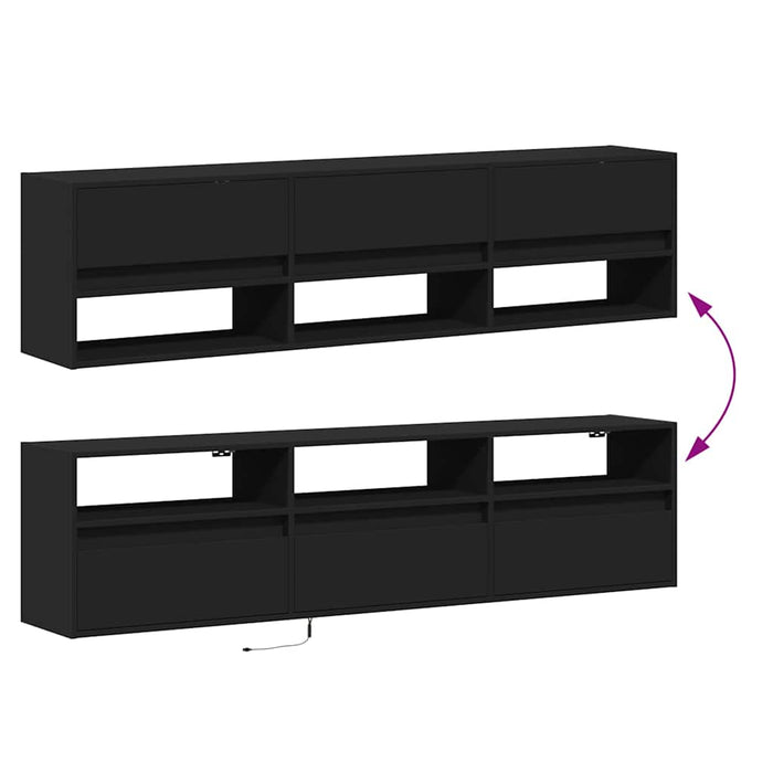 Dulap TV suspendat cu LED, negru, 180x31x45 cm - WALTI WALTI
