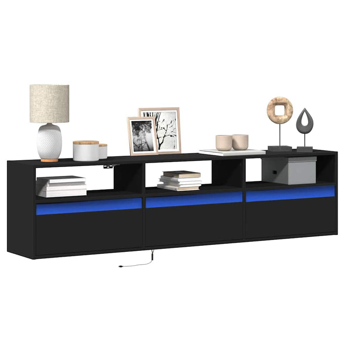 Dulap TV suspendat cu LED, negru, 180x31x45 cm - WALTI WALTI