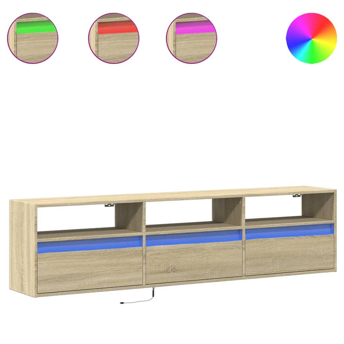 Dulap TV de perete cu lumini LED, stejar sonoma, 180x31x45 cm - WALTI WALTI