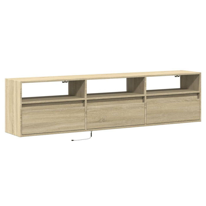 Dulap TV de perete cu lumini LED, stejar sonoma, 180x31x45 cm - WALTI WALTI