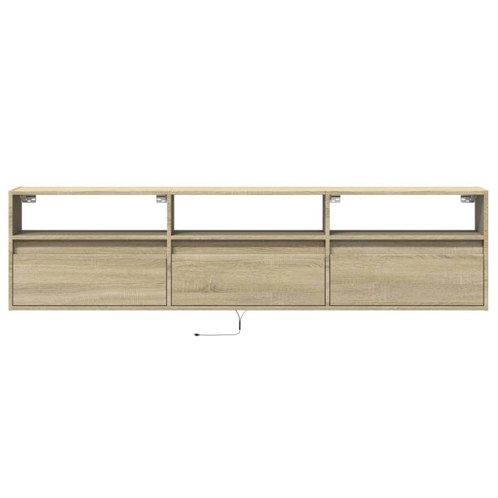 Dulap TV de perete cu lumini LED, stejar sonoma, 180x31x45 cm - WALTI WALTI