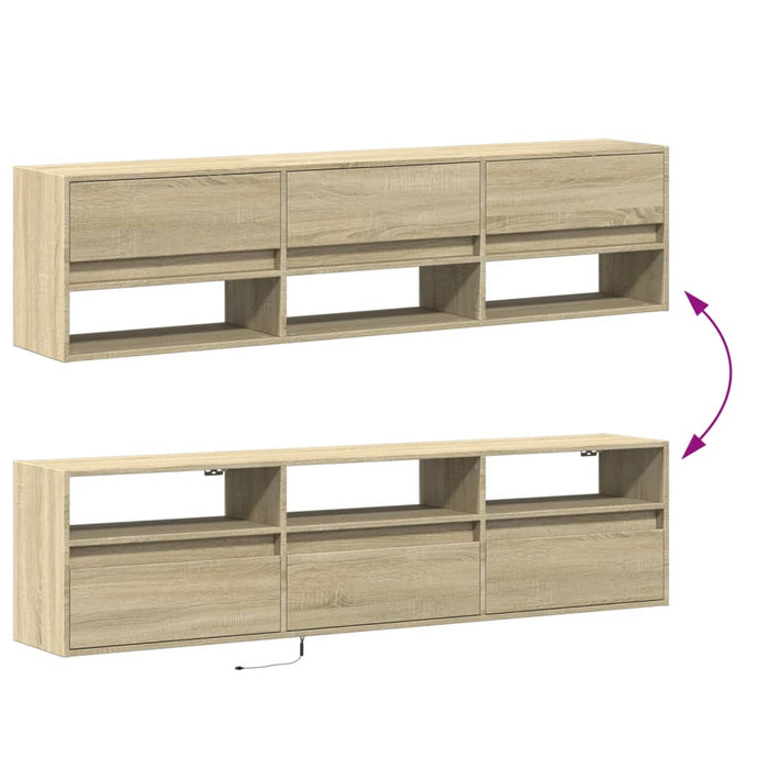 Dulap TV de perete cu lumini LED, stejar sonoma, 180x31x45 cm - WALTI WALTI