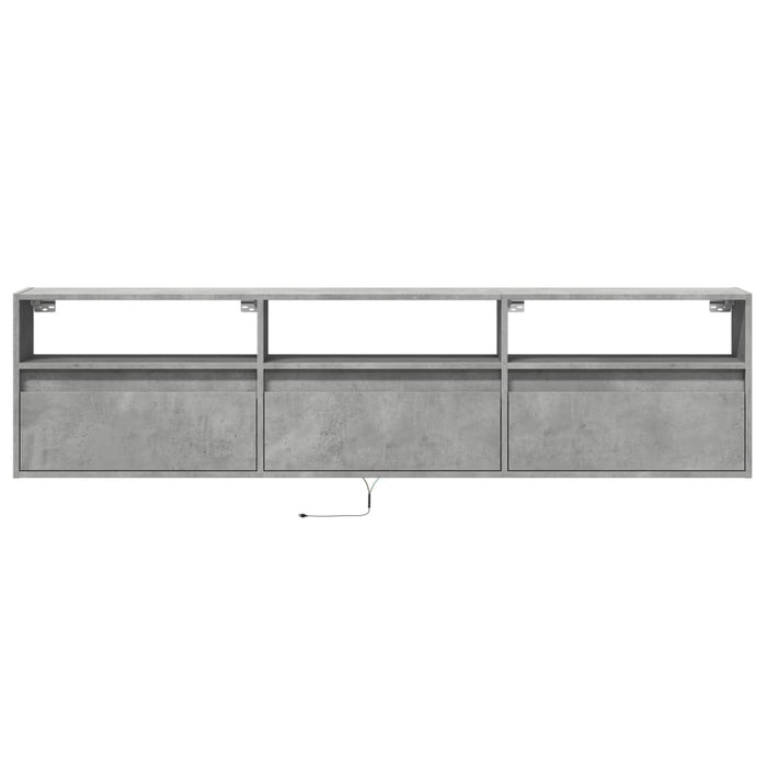 Comodă TV de perete cu lumini LED, gri beton, 180x31x45 cm WALTI
