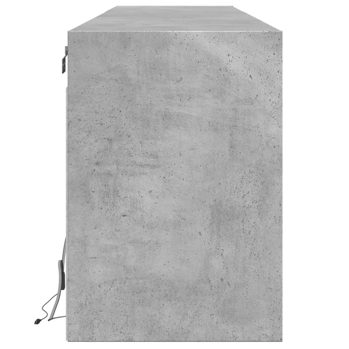 Comodă TV de perete cu lumini LED, gri beton, 180x31x45 cm WALTI