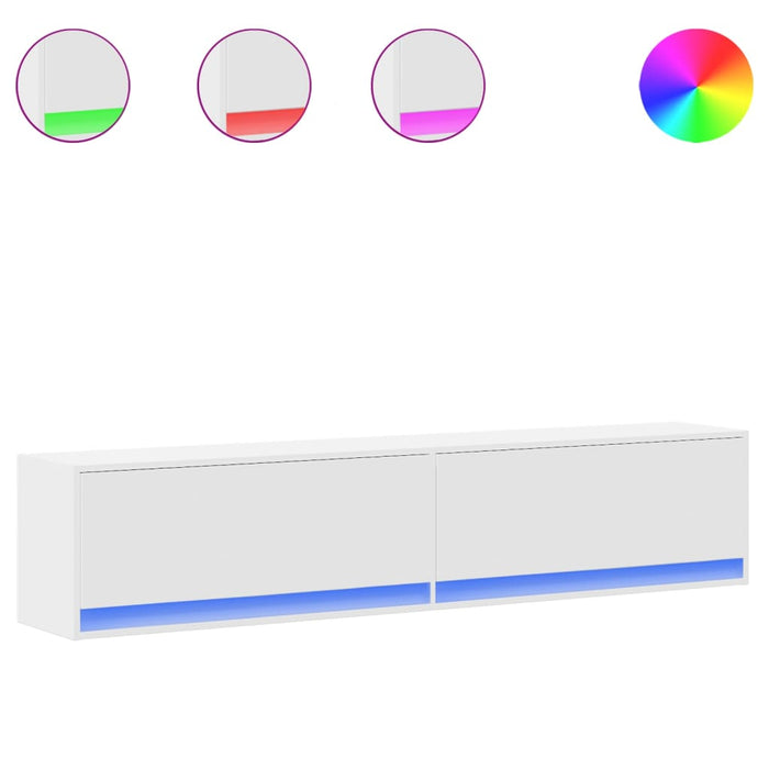 Comodă TV de perete cu lumini LED, alb, 180x31x38 cm - WALTI WALTI