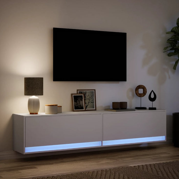 Comodă TV de perete cu lumini LED, alb, 180x31x38 cm - WALTI WALTI