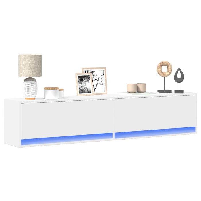 Comodă TV de perete cu lumini LED, alb, 180x31x38 cm - WALTI WALTI