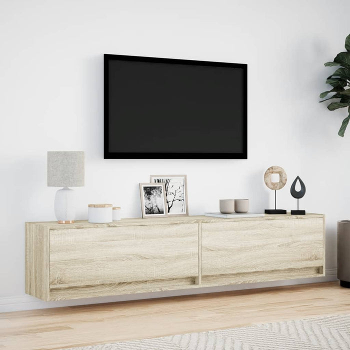 Dulap TV de perete cu lumini LED, stejar sonoma, 180x31x38 cm - WALTI WALTI