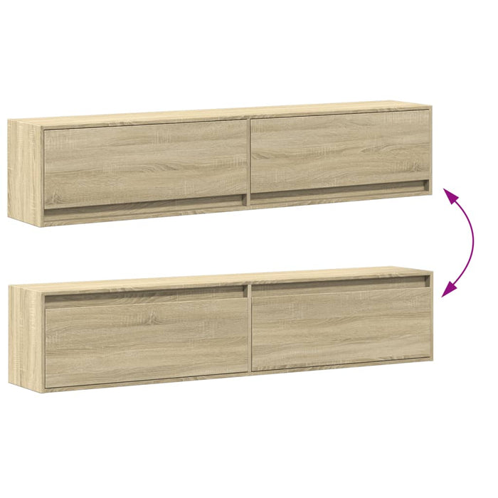 Dulap TV de perete cu lumini LED, stejar sonoma, 180x31x38 cm - WALTI WALTI